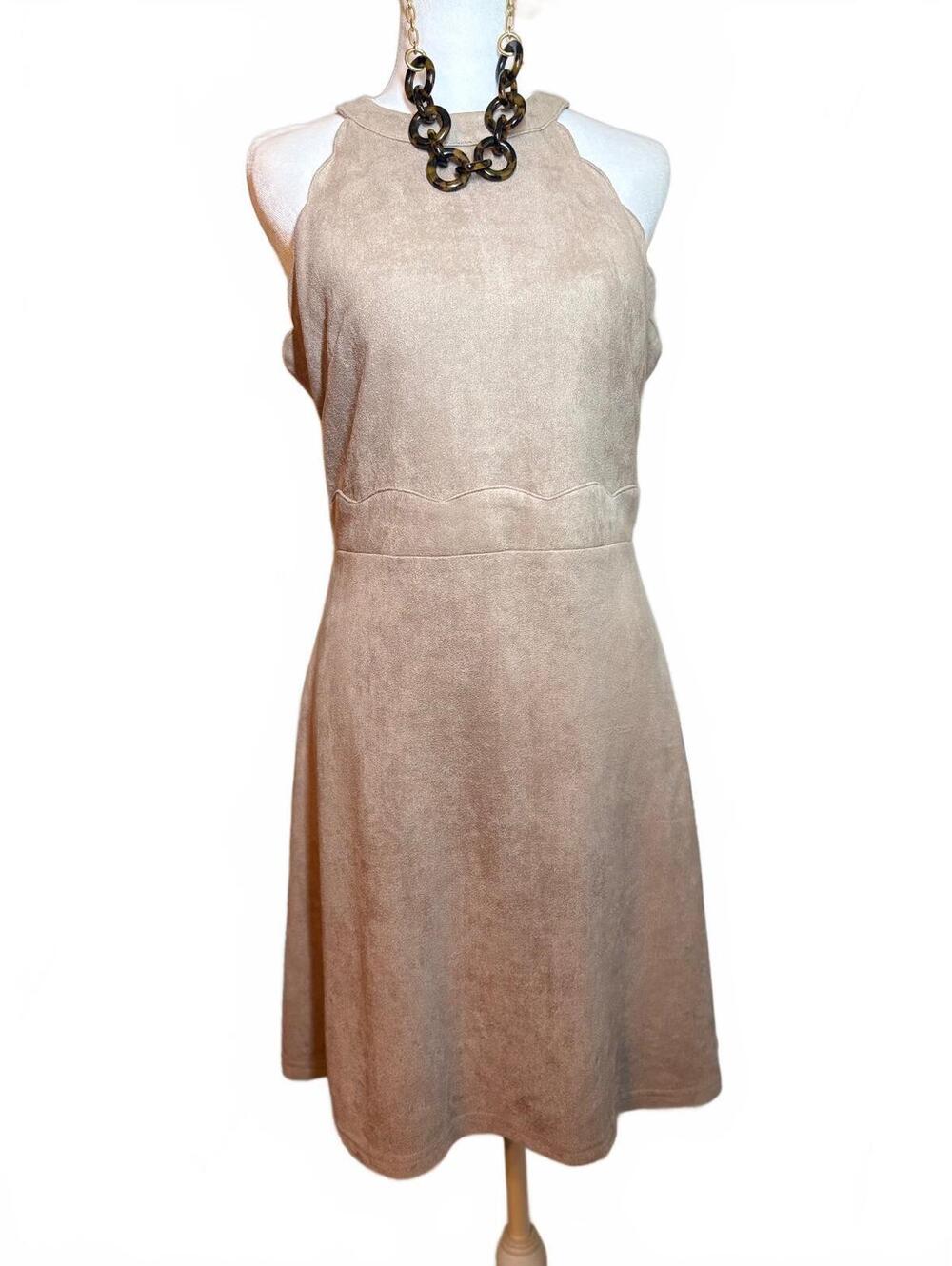 Sugar Lips vegan suede scalloped edge sleeveless dress M